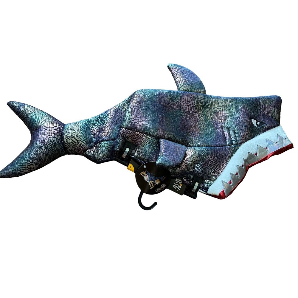 Shark Costume Dog Pet NWT Thrills Chills Metalic Colorful Shiny Halloween L